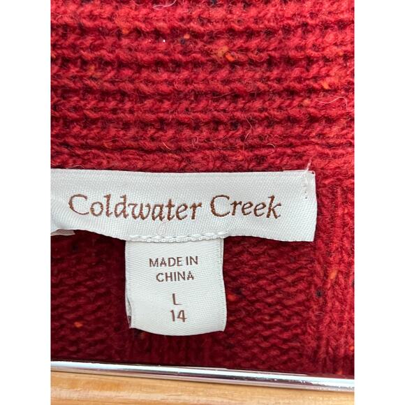 Coldwater Creek size 14 cardigan rust color chunky cable knit wool blend - Picture 3 of 7